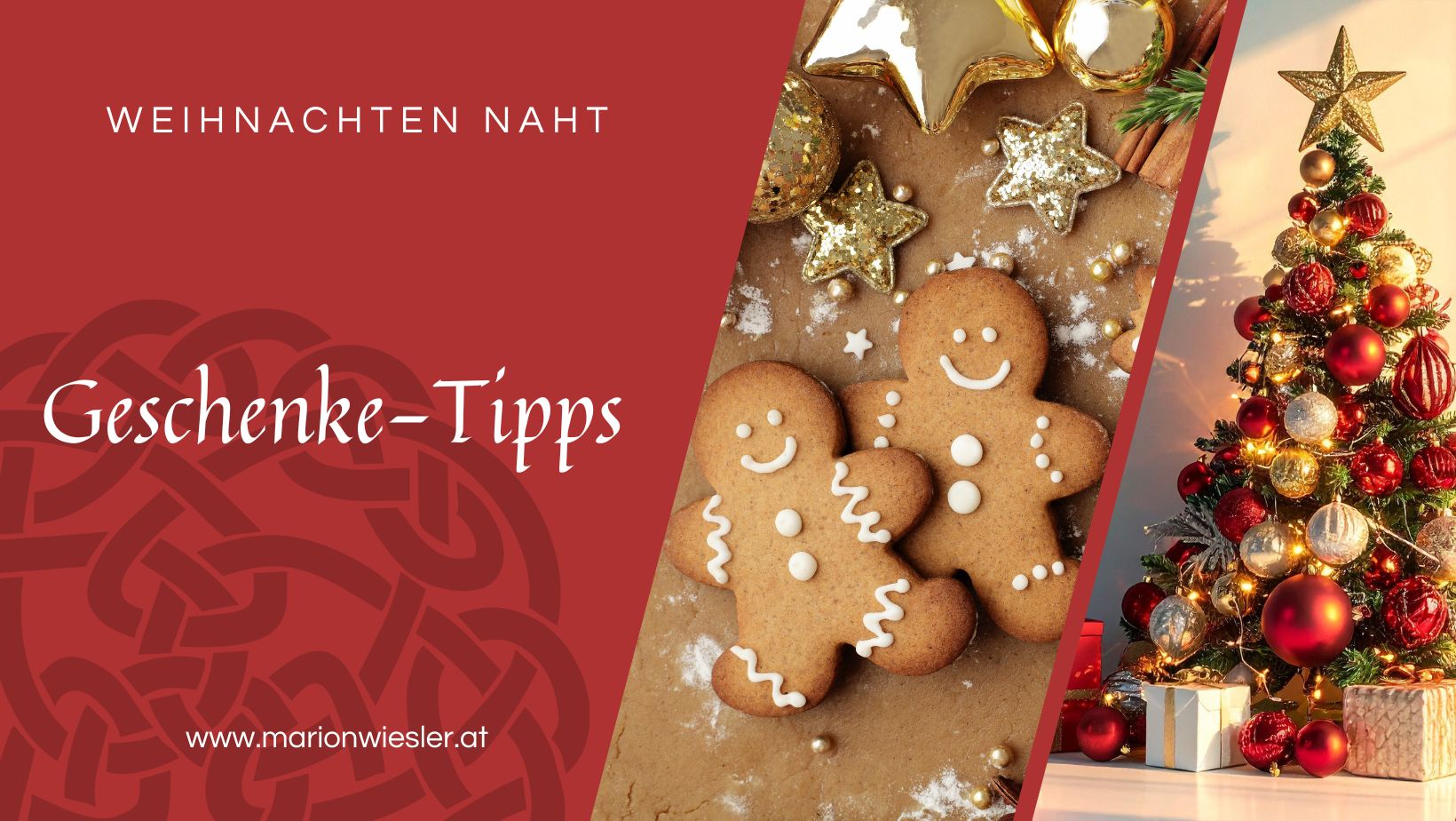 Lebkuchen und weihnachtsbaum mit Text Geschenke-Tipps
